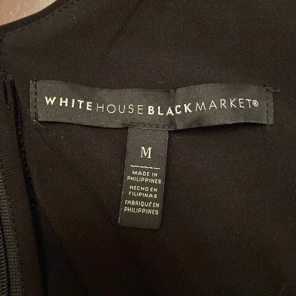 White House Black Market Black Lace Long Sleeve V Back Fitted Shift Dress Size M - Picture 11 of 13